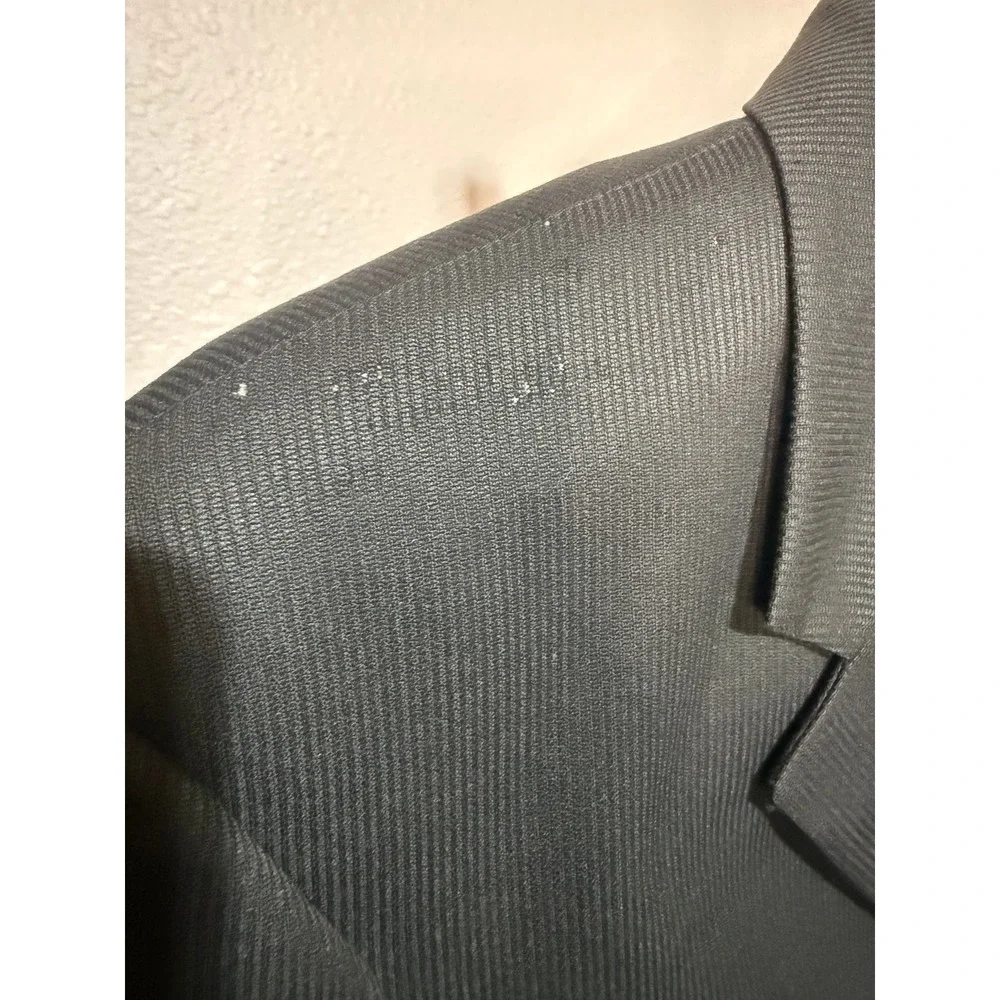 Albert Nipon Mens Wool Silk Suit‎ Charcoal Gray 4-Button Blazer Trousers Set